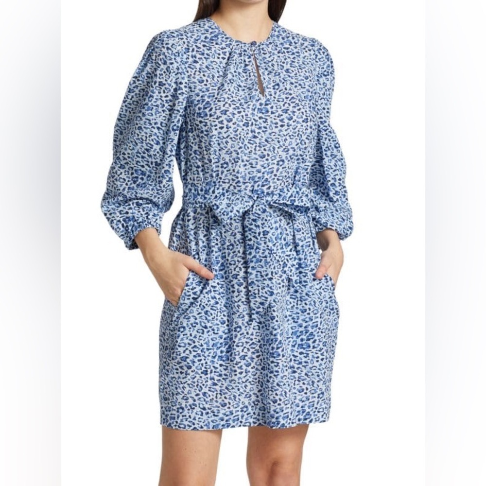 Baum Und Pferdgarten Aiki Animal Print Cotton Poplin Mini Dress Coastal‎ Resort